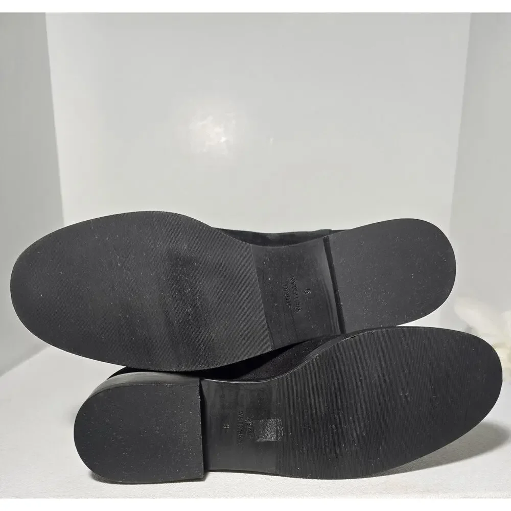 Stuart Weitzman Keelan City Black Suede Microstretch knee Boots w/Logo Sz 9 B